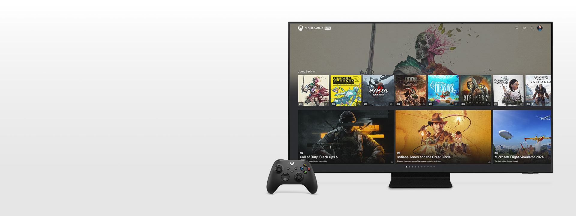 Xbox alkalmazás kezdőképernyője okos tévén