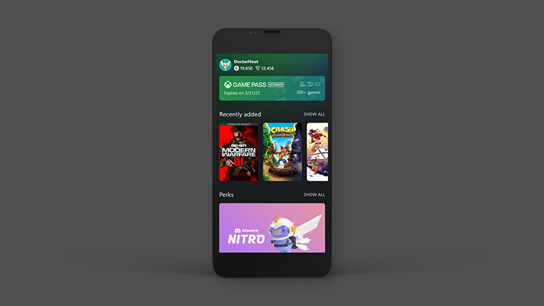 Guia Game Pass do aplicativo Xbox para dispositivos móveis