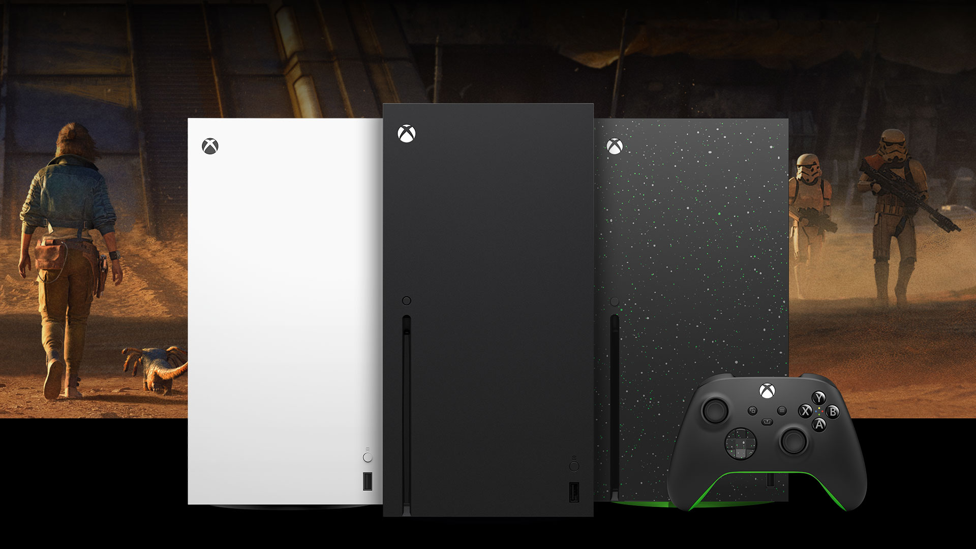 Xbox Series X – 1TB Digital Edition Robot White, Xbox Series X – 1TB Carbon Black, Xbox Series X – 2TB Galaxy Black Special Edition with Xbox Wireless Controller