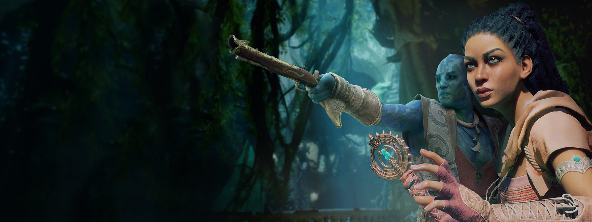 In a lush jungle, two heroic companions band together.