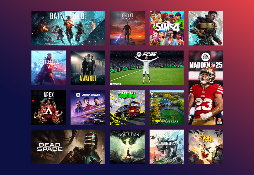 A collection of games published by EA, including EA SPORTS FC™ 25, Madden NFL 25 and more